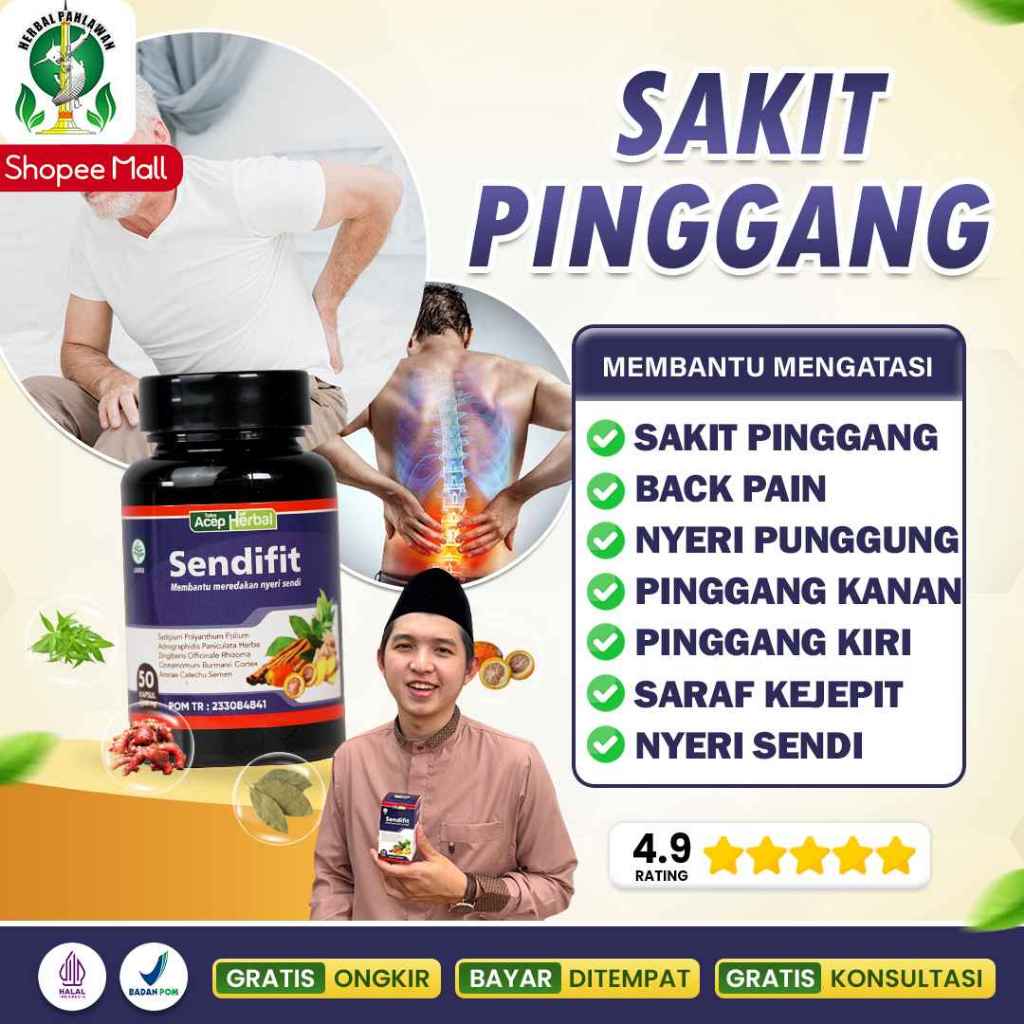 Obat Herbal Sakit Pinggang, Sakit Pinggang Belakang / Kanan / Kiri - SendiFit Legalitas BPOM