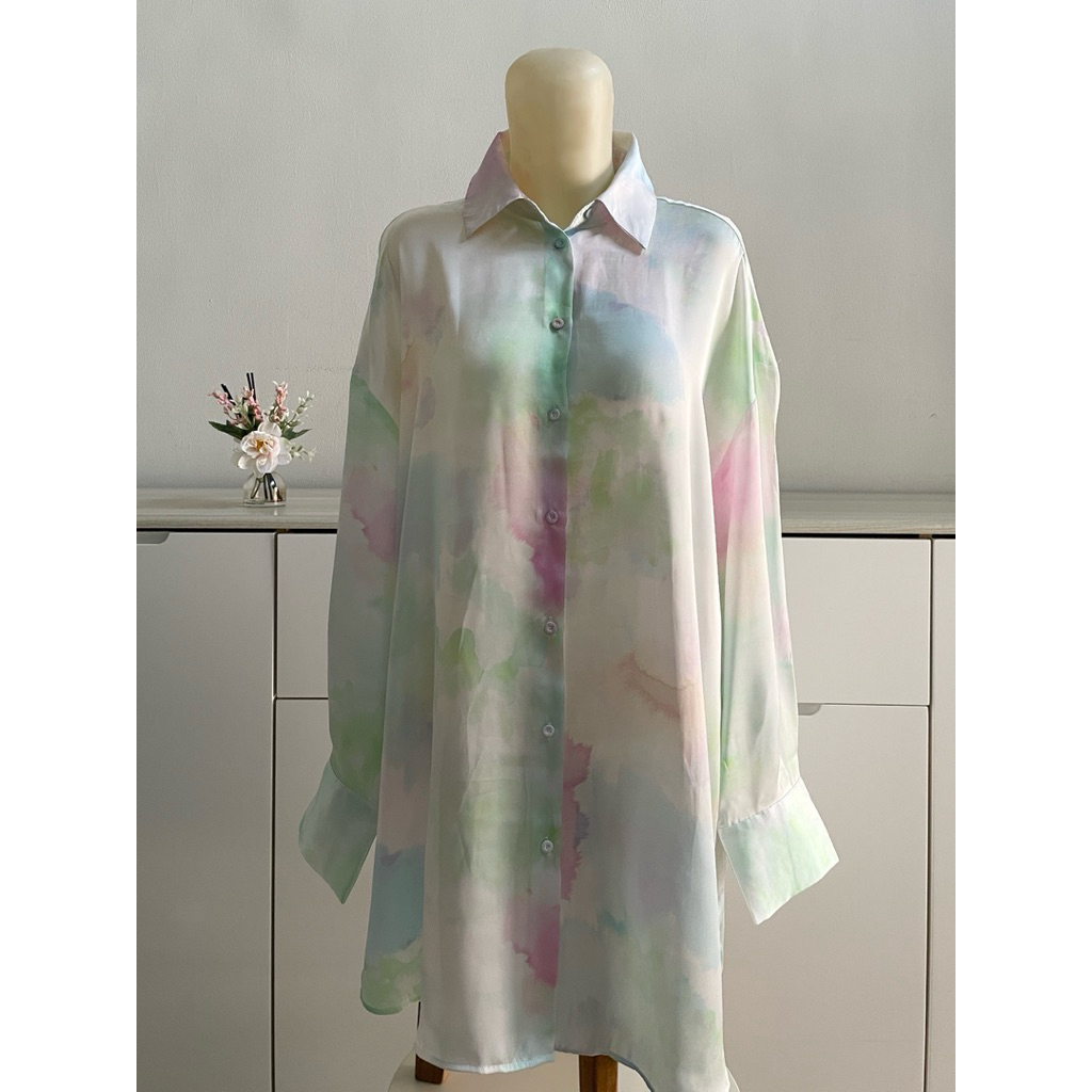 ZARA - Tie Dye Shirt - Satin Shirt #0031