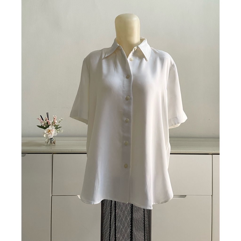 ZARA - White Shirt - Satin Shirt #0036