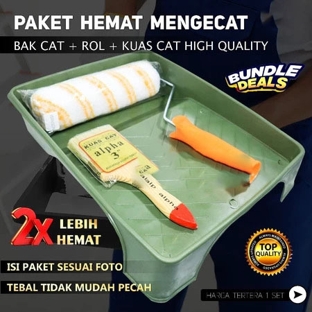 Paket Alat Cat Tembok Murah Kuas Roll Bak Cat dan kuas 3inch