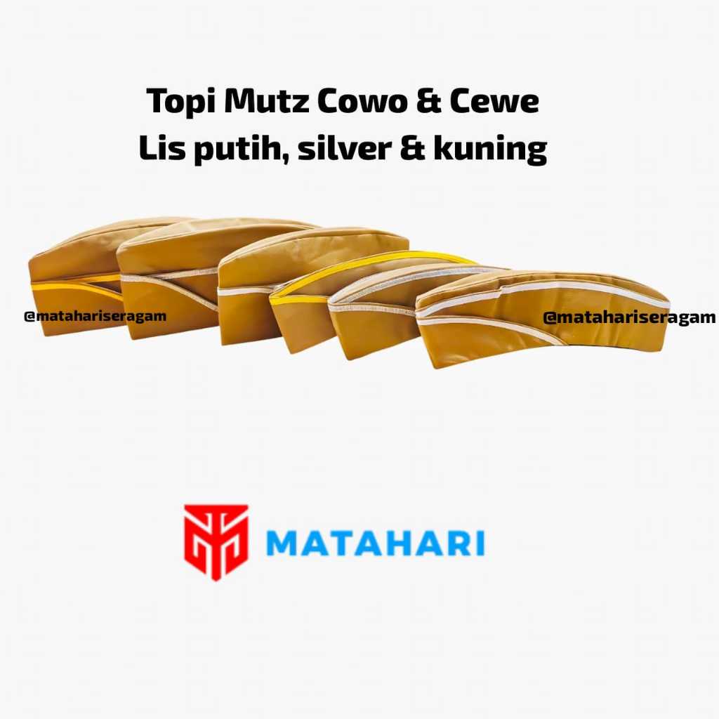READY Topi Mutz Pns / Topi PNS / Topi Mutz Lis Kuning / Topi Mutz Lis Silver / Topi Mutz Lis Putih