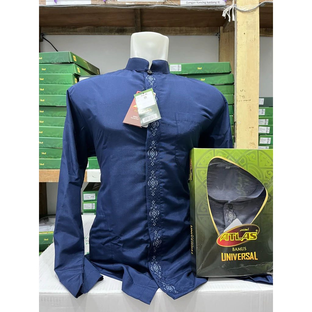 ASLI Baju koko ATLAS lengan panjang bukan manset ORIGINAL plus box fashion muslim pria dewasa perlen