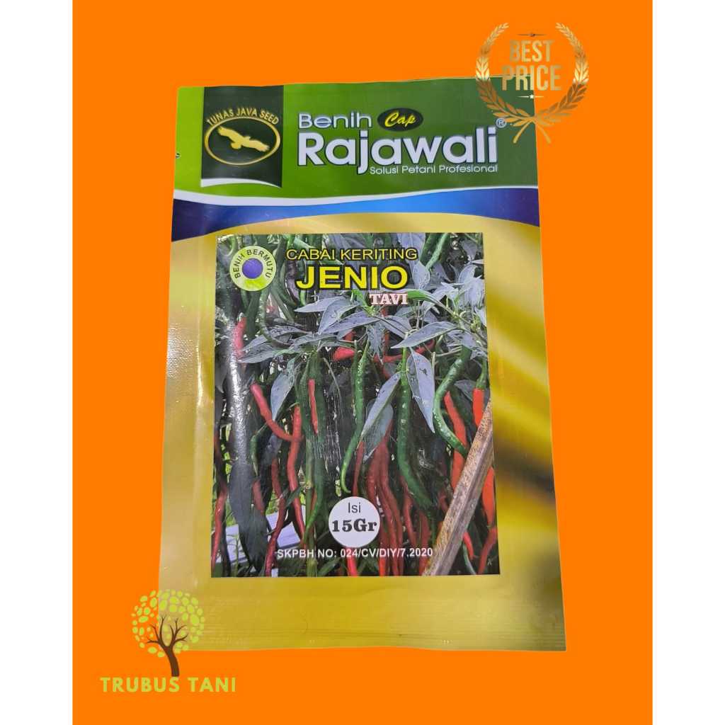 Benih Cabe Merah Kriting Jenio Tavi Cap Rajawali 15g Pedas Tahan Virus Gemini