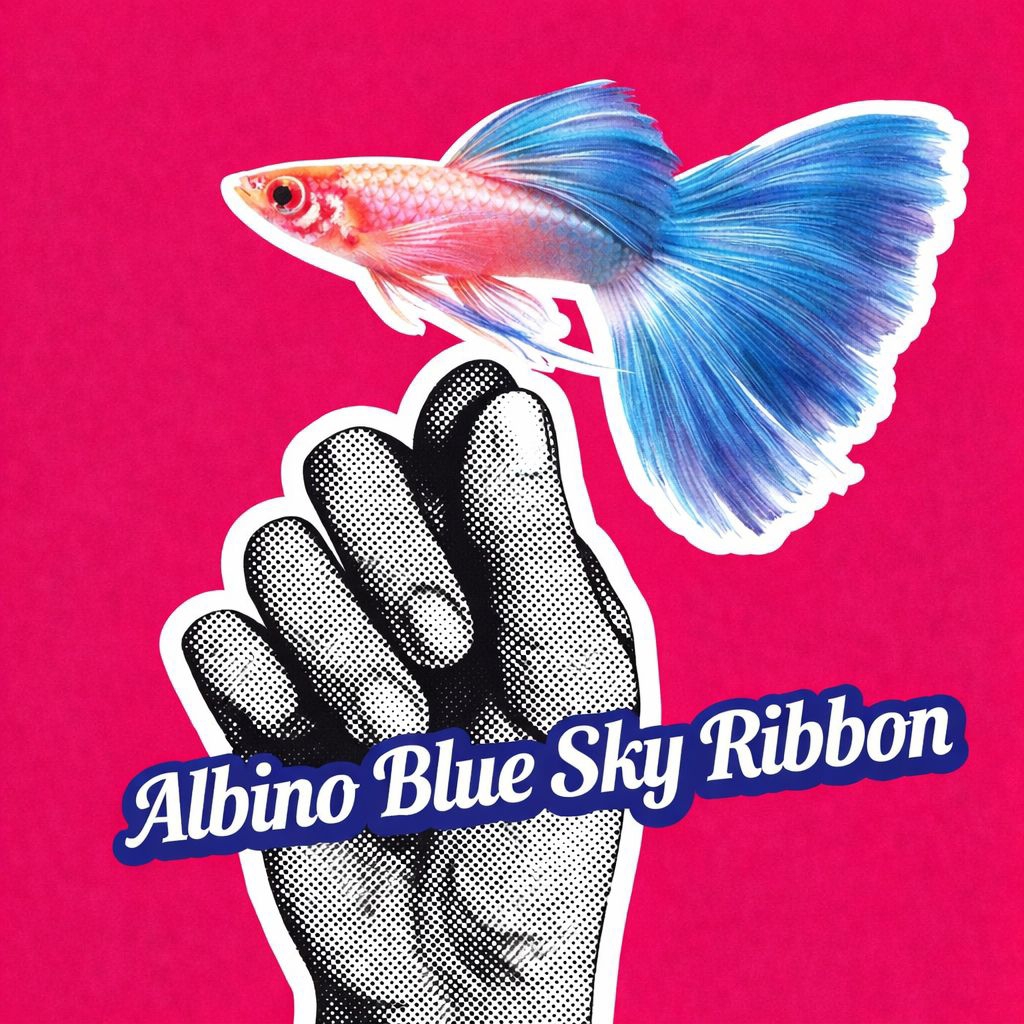 Sticker guppy albino blue sky ribbon