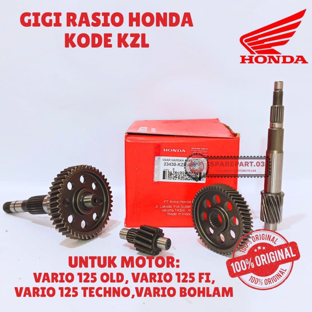 GIGI RASIO ORIGINAL HONDA KODE KZL, GIGI RASIO VARIO 125 OLD, GIGI RASIO VARIO 125 FI, GIGI RASIO VA