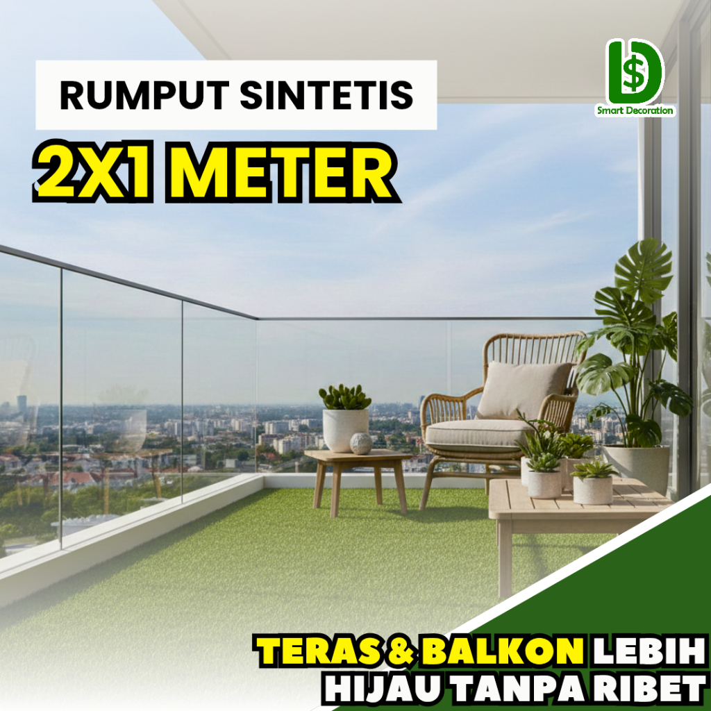 Rumput Sintetis 2x1 Meter KFI GRASS Tebal 2cm & 3cm | Rumput Sintetis Teras Halaman Balkon – Rumput 