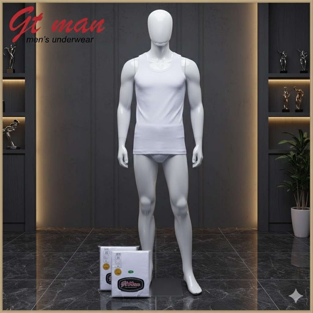 Isi 3 Pcs Singlet Pria GT Man 302-B - Kaos Dalam Cowok Putih Original GT-Man 302 B - Singlet Pria GT