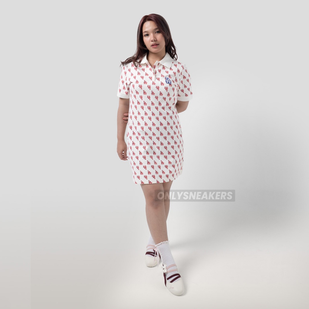 MLB KOREA LOS ANGELES DODGERS MONOGRAM DRESS WHITE