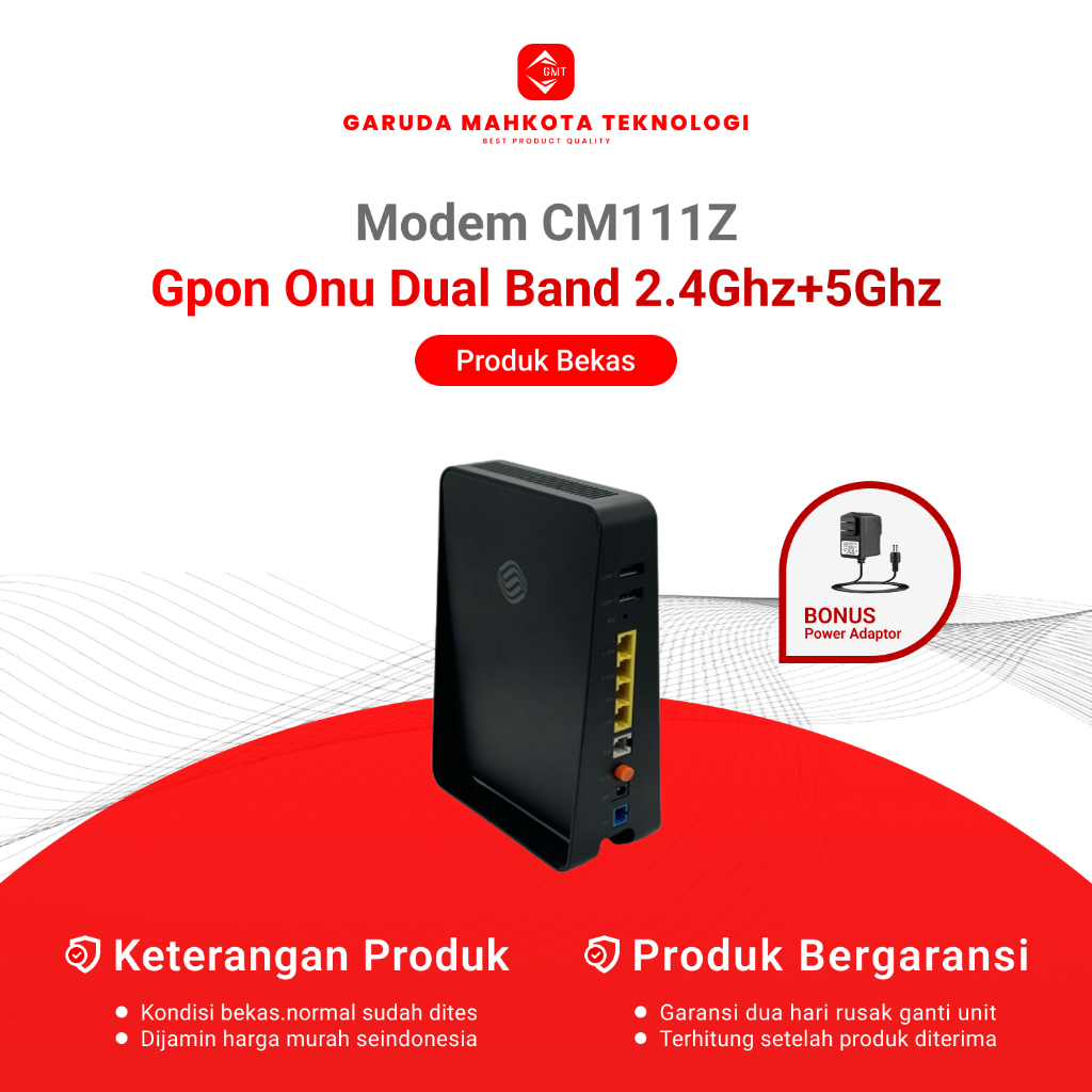 MODEM ZTE CM111Z GPON ONU DUAL BAND 2.4GHZ 5GHZ BEKAS ORIGINAL