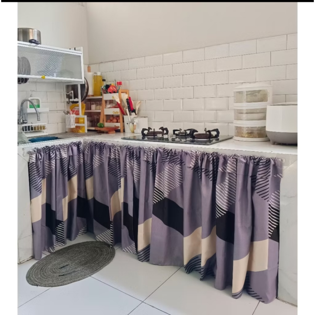 GORDEN KOLONG DAPUR BAHAN CVC KATUN PREMIUM--Gorden Kolong Dapur Minimalis Berponi/Serut