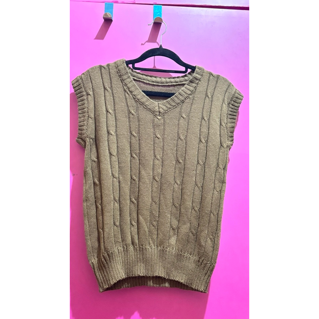 Rompi Rajut Wanita V-Neck | Knit Vest Kekinian | Sweater Tanpa Lengan