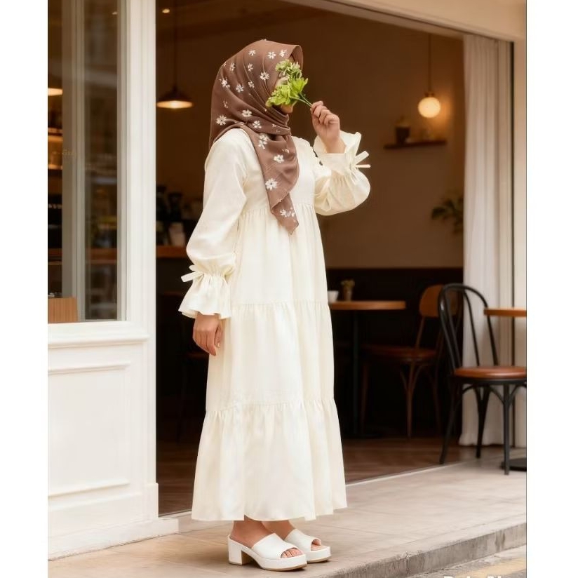 Gamis kekinian wanita Naya_dress lengan balon