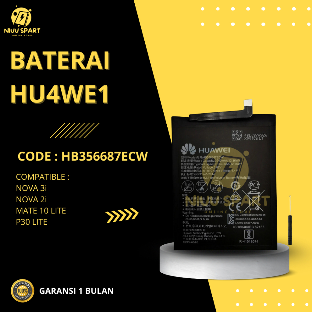 BATERAI BATTERY HUAWEI NOVA 3I / NOVA 2I / MATE 10 LT / P30 LT / HB356687ECW DOUBLE [IC POWER] ORIGI