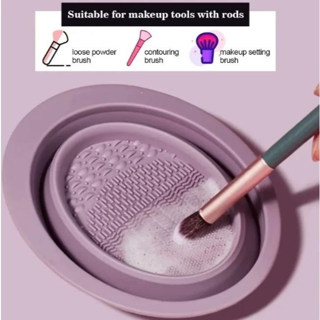 MH-tempat pembersih kuas make up - wadah kuas make up - make up cleanser - alat pembersih kuas lukis - alat cuci kuas - alat cuci silikon make up