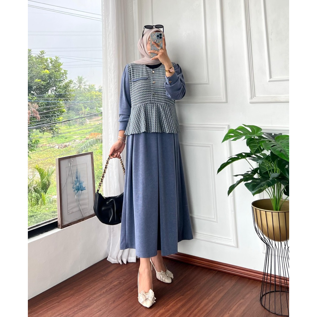 Midi Dress Salsa Korean Style Hijab Knite Premium