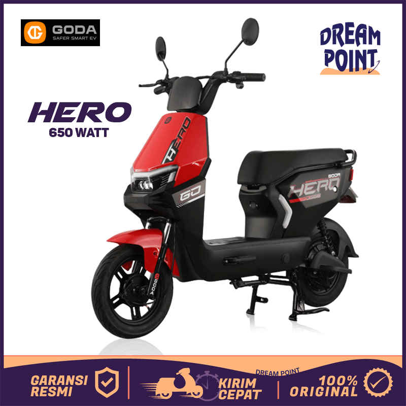 Sepeda Listrik GODA HERO 650W Terbaru 2025 Anti Air Sepedah Dewasa Jok Panjang Bagasi Luas Garansi