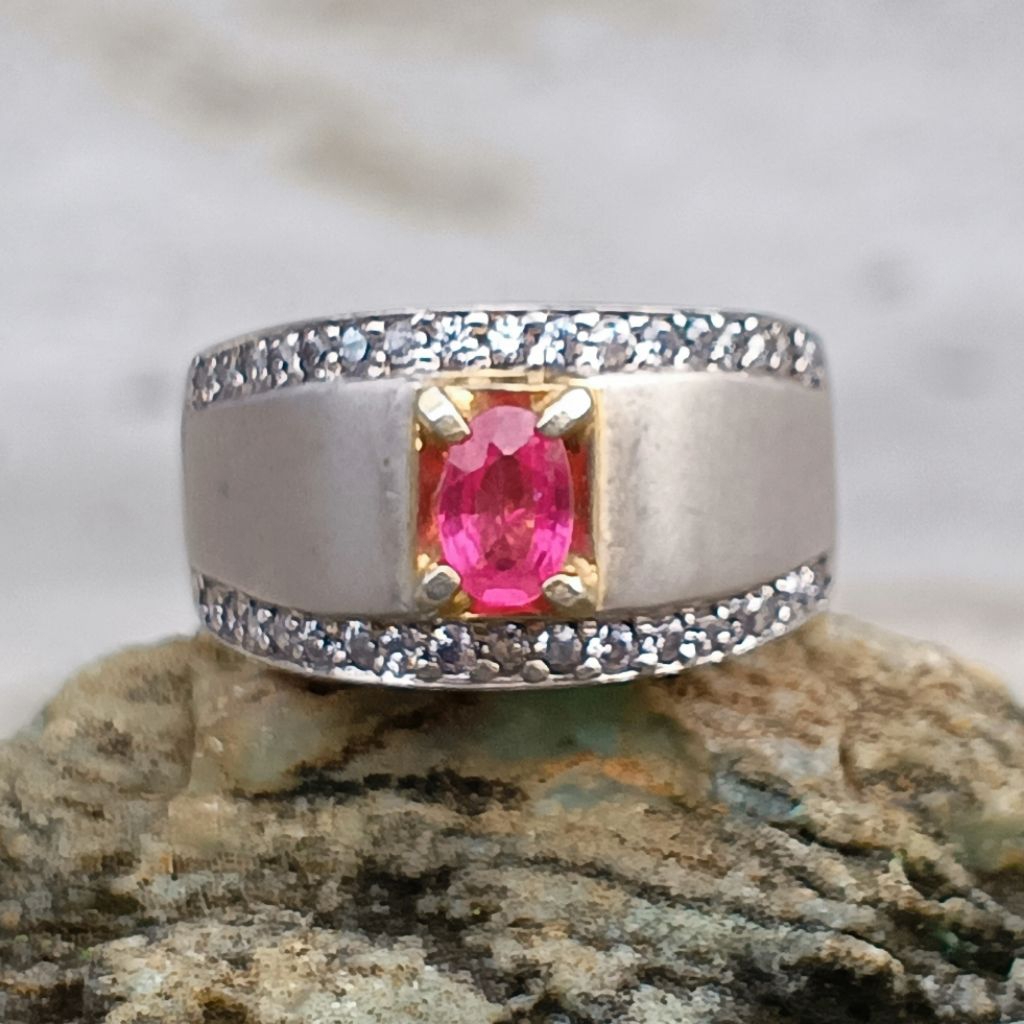 batu Ruby ring perak mewah sn15