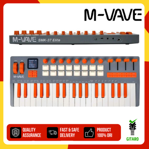 M-VAVE SMK-37 Elite MIDI Keyboard - 37 Key Portable Controller with Built-in Synthesizer & RGB Pads,