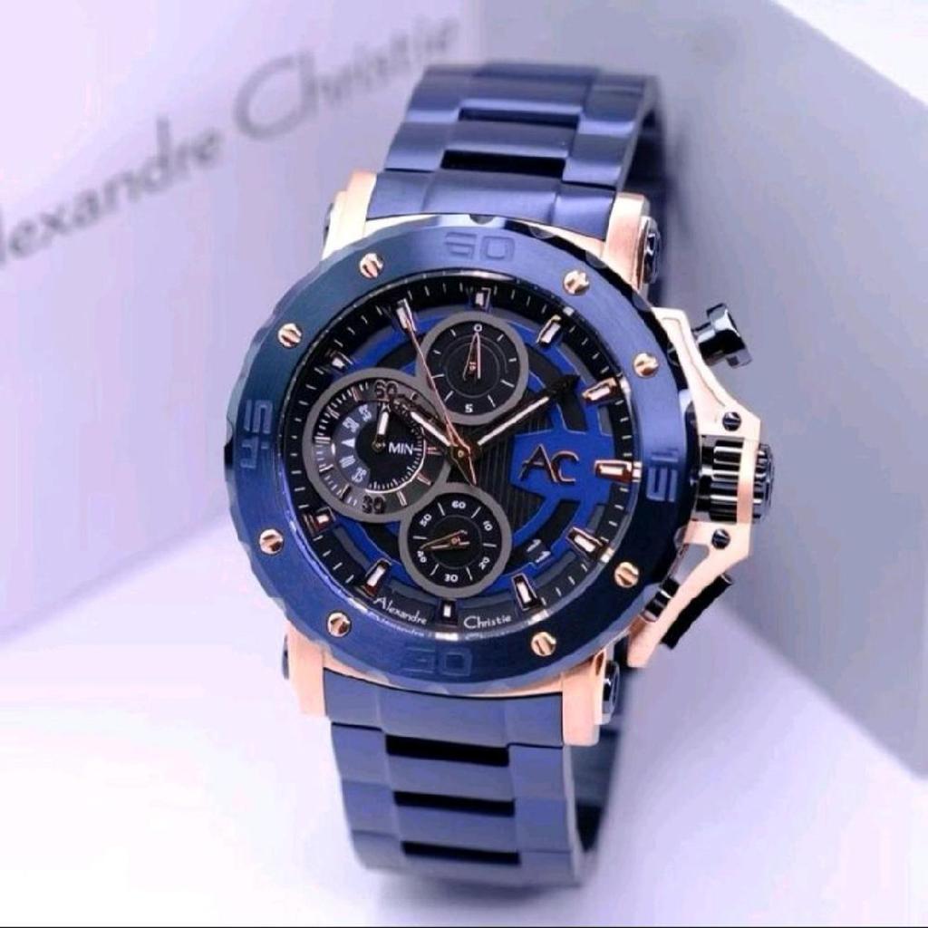 ALEXANDRE CHRISTIE 9205 MC BLUE Jam Tangan Pria Stainless Steel Analog Cronograph Pria