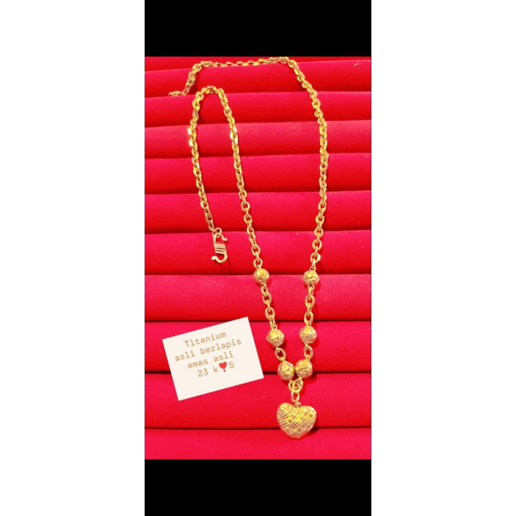 kalung titanium asli berlapis emas asli 23 karat kait S