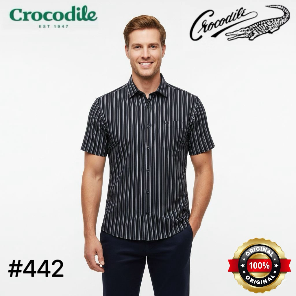 ( LUXOYEZ ) 442 BAJU CROCODILE BRANDED BISA COD PRIA KEMEJA ATASAN BAHAN KATUN MEDAN KERAH MEN UNTUK