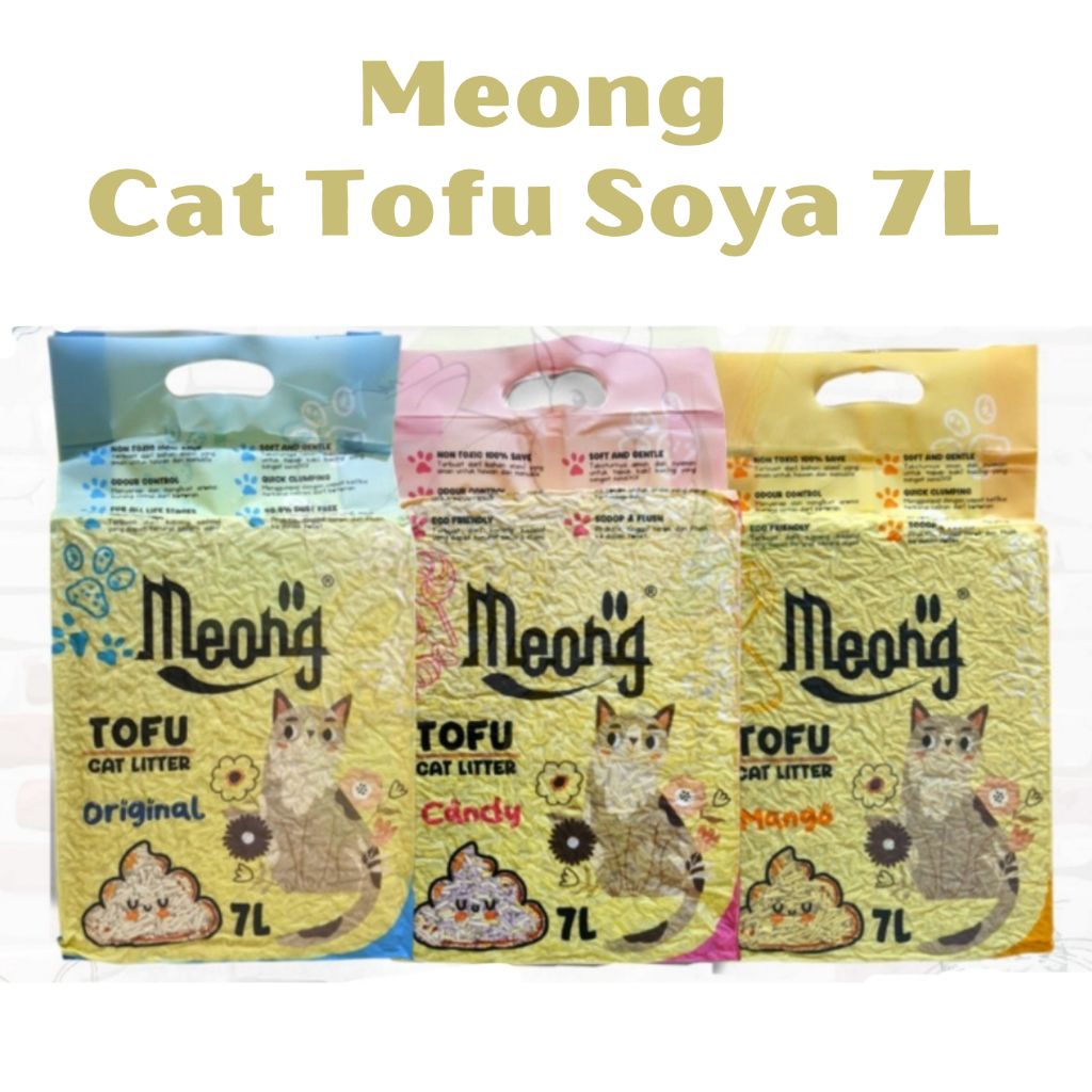 Pasir Kucing Tofu Meong 7L - Pasir Kucing Tofu