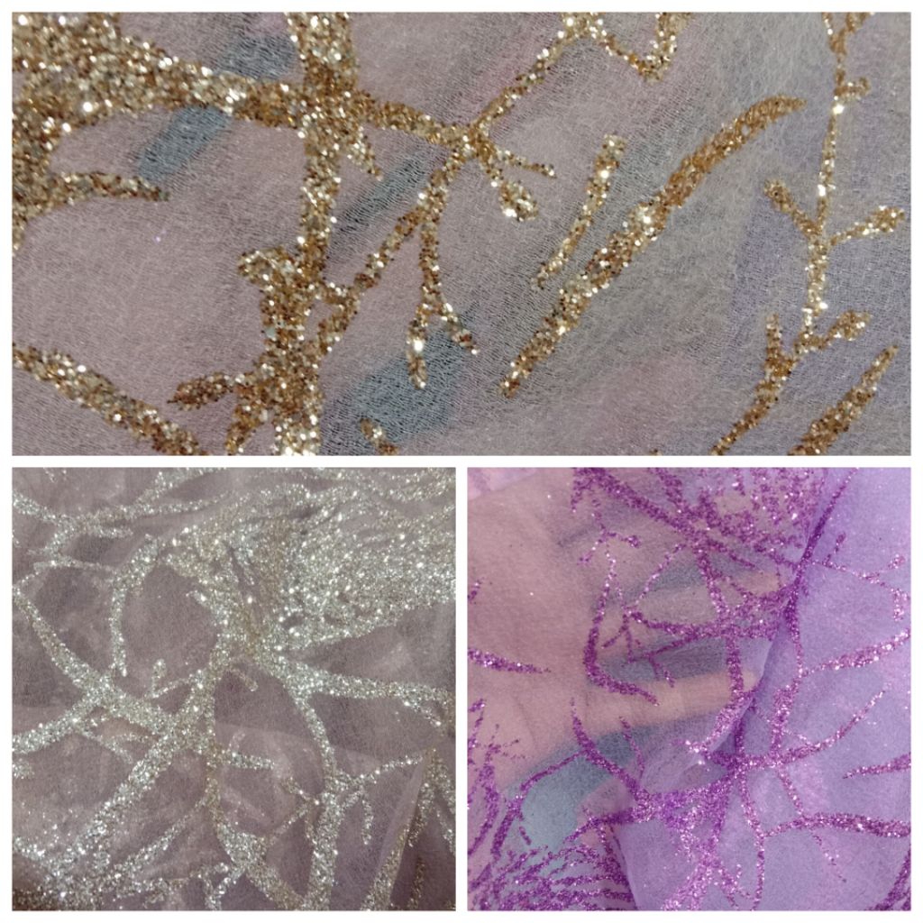 Kain Organza Geliter  / Harga/0.5 m / Kain Organza Geliter  Meteran / Bahan Organza Geliter  / Bahan