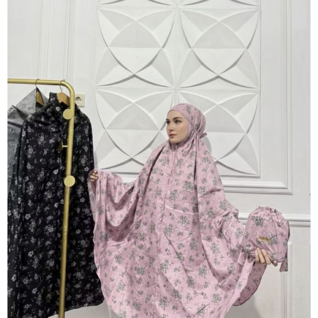 Mukena Zoya Series || Mukena Traveling Medium Pouch Motiv 2in1 Model Resleting Dagu