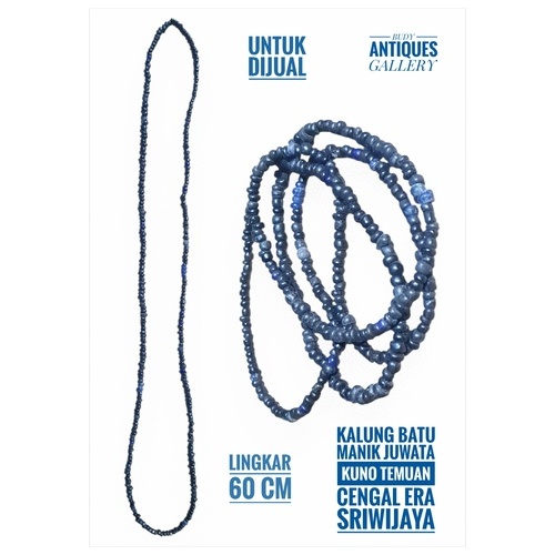 Kalung Manik Batu Juwata Biru Tua Temuan Cengal Sumatera