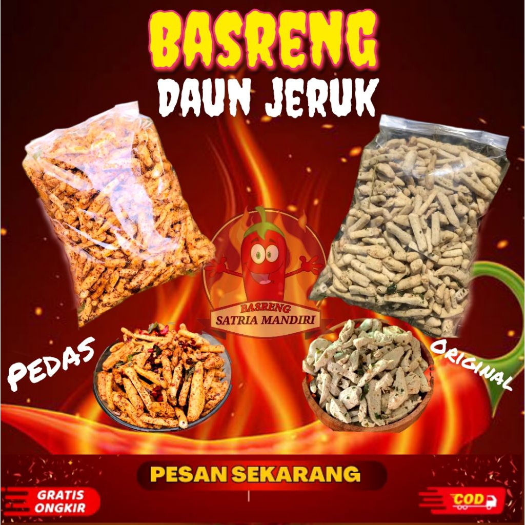 Basreng Renyah Daun Jeruk 1kg / Basreng Stik Pedas 1Kg