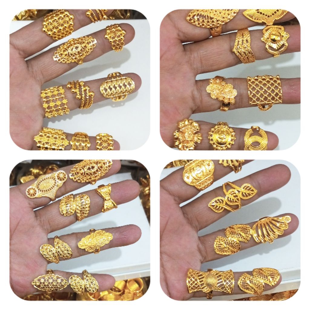 AL084. Grosir 12 PC Cincin xuping wanita lapis emas model Dubai terlaris