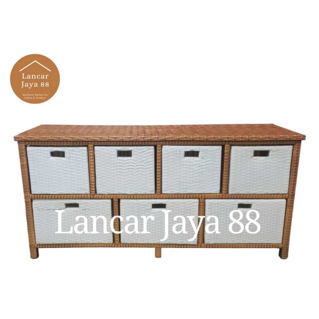 Lemari Laci Rotan Sintetis 7 Drawer