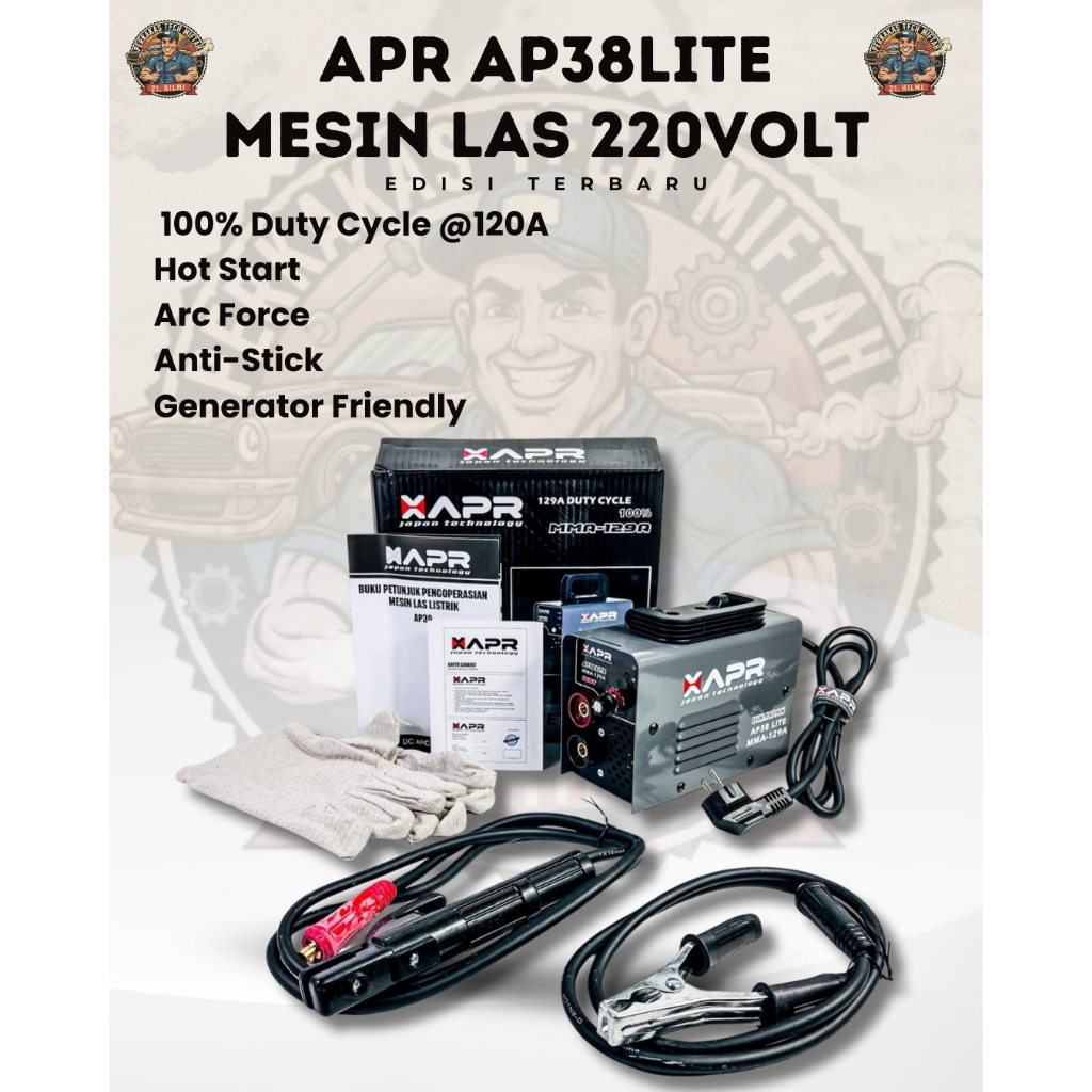 APR MESIN LAS ap38lite 120A MMA TRAVO LAS INVERTER 450watt 900watt