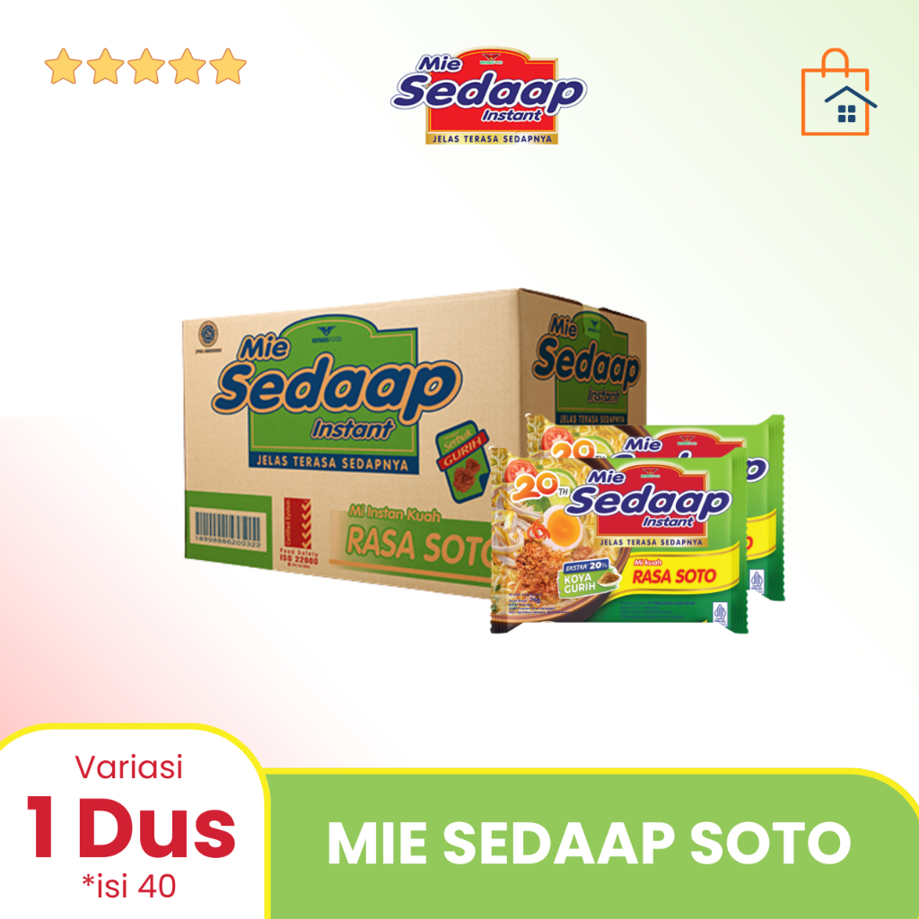 Mie Sedaap Soto kuah 1 Dus Isi 40 Bungkus | He-Mart