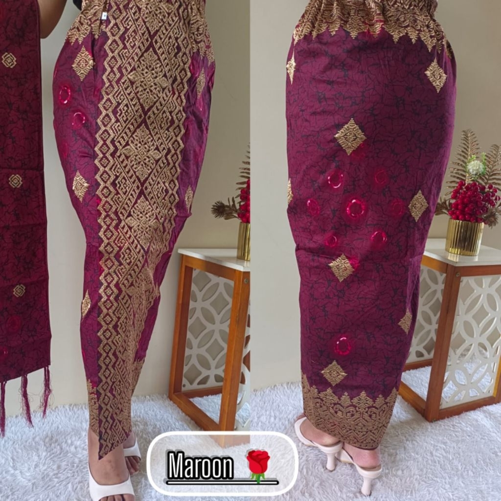KAMEN JADI BORDIR SONGKET PREMIUM JUMPUTAN + SELENDANG / ROK BORDIR SONGKET BALI// KAMEN JADI
