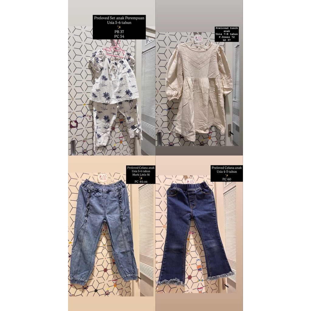 Preloved dres tunik set celana levis anak perempuan