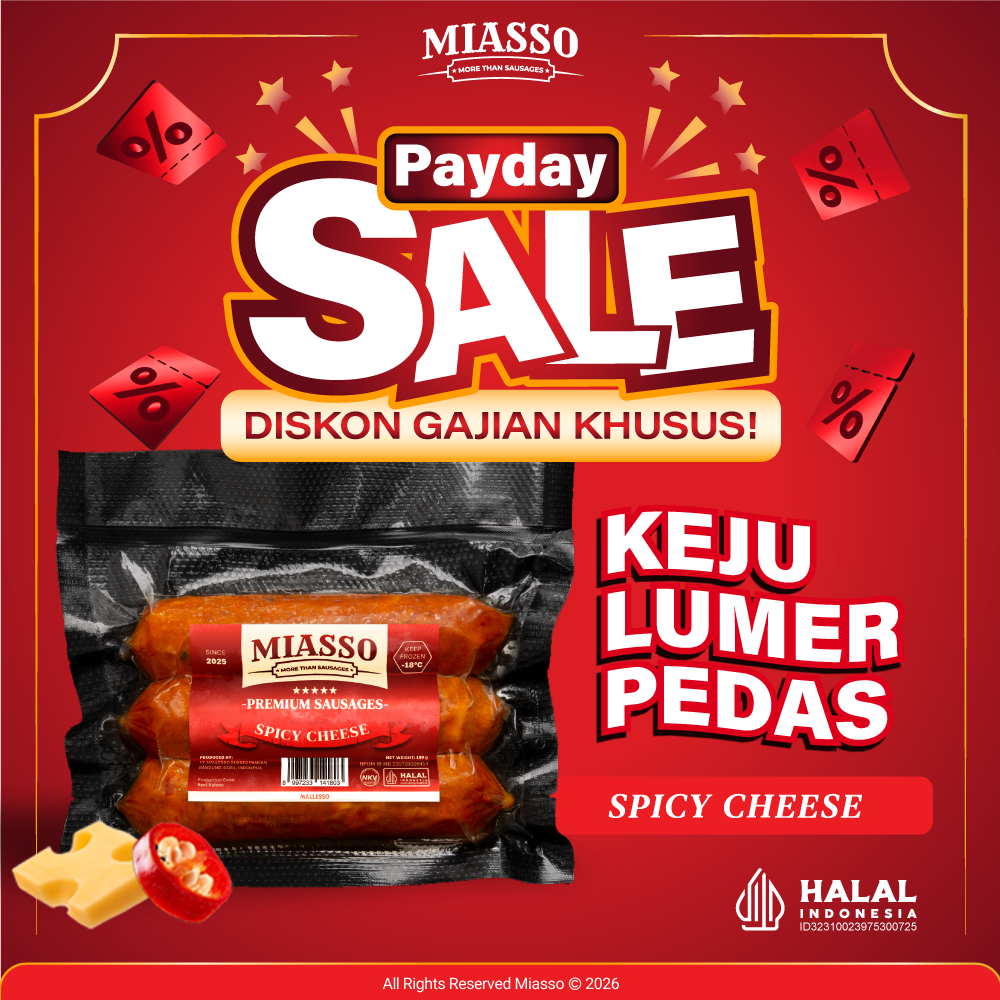 MIASSO - Spicy Cheese | Premium Sausages | Sosis Keju Pedas Halal Frozen Food