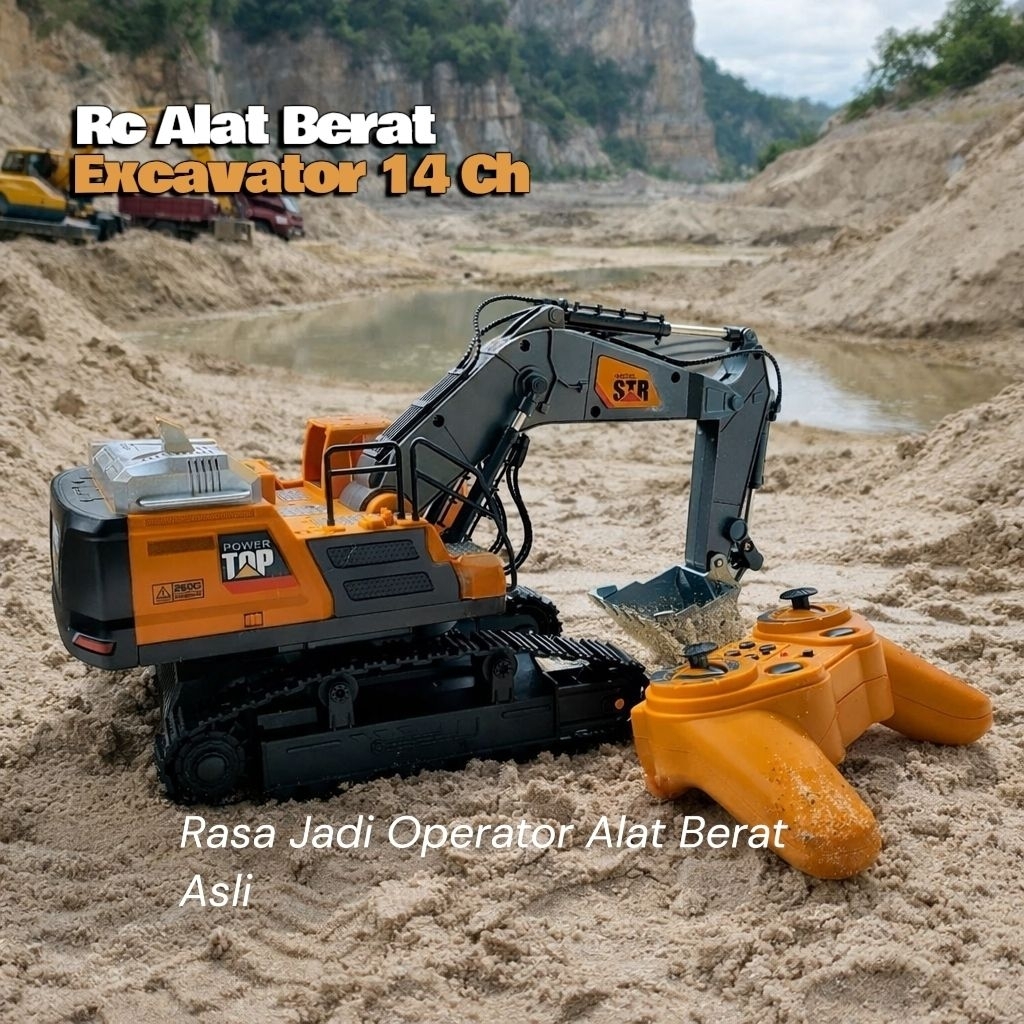 Mainan RC alat berat Excavator Jumbo Skala 1:14 remote control Konstruksi terdapat 14 ch buket besi