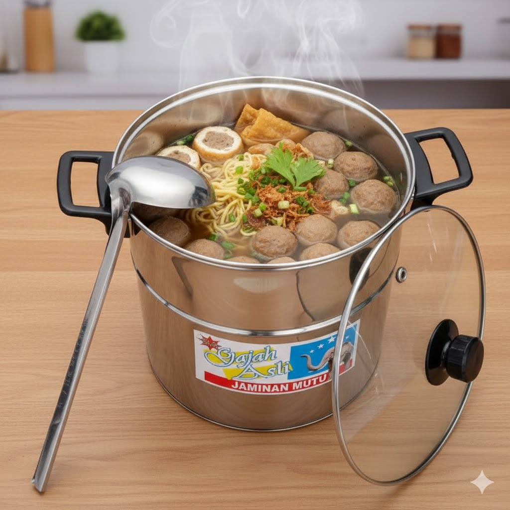 Dandang Bakso Mini 18. 20cm stainless Tutup Kaca