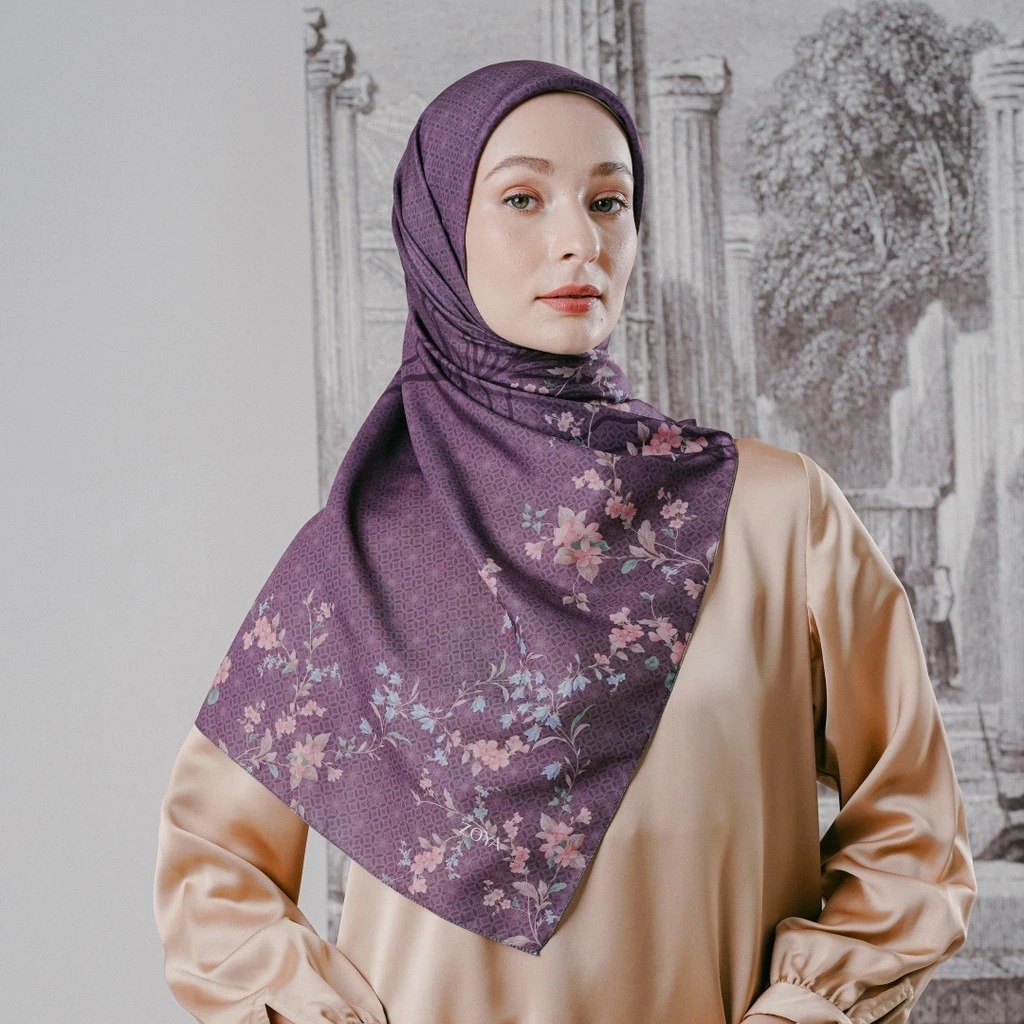 hijab zoya segi empat motif bunga
