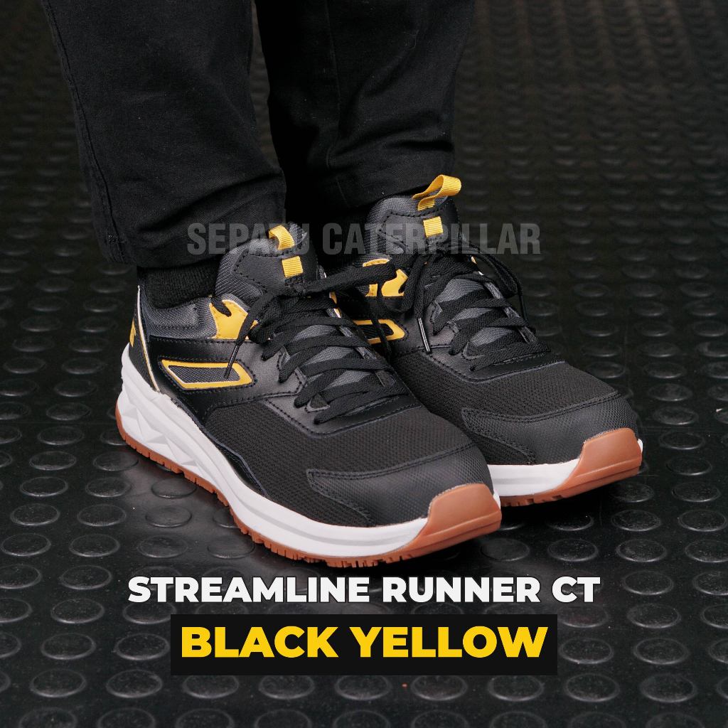 Sepatu Safety Caterpillar Streamline Runner CT Black Yellow Original