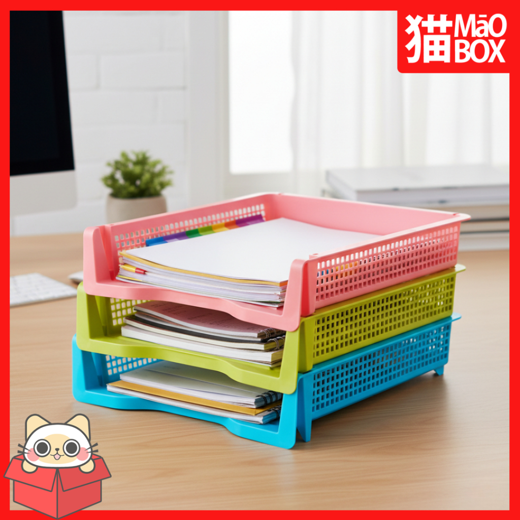RAK MEJA KERTAS A4 / RAK MEJA SUSUN / RAK KERTAS KANTOR WARNA SOFT - MAOBOX