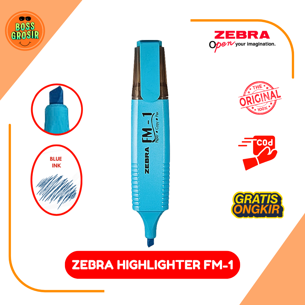 Boss Grosir - Zebra Highlighter FM-1 Satuan / Highlighter / Stabilo / Warna / Nyaman / Viral