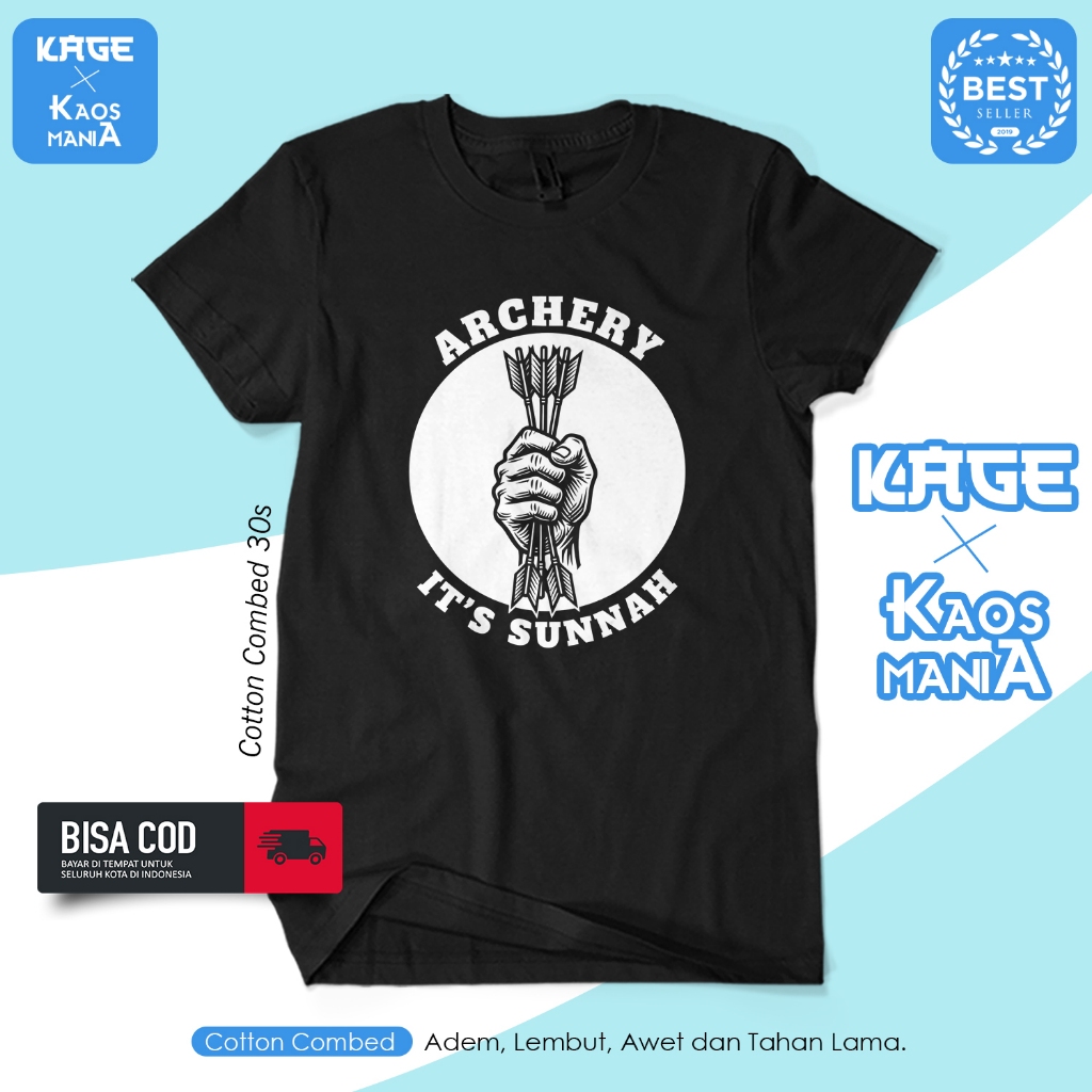 Kaos Archery It's Sunnah - Baju Kaos Memanah Sunnah Nabi Cotton Combed 30s KAOS KAGE