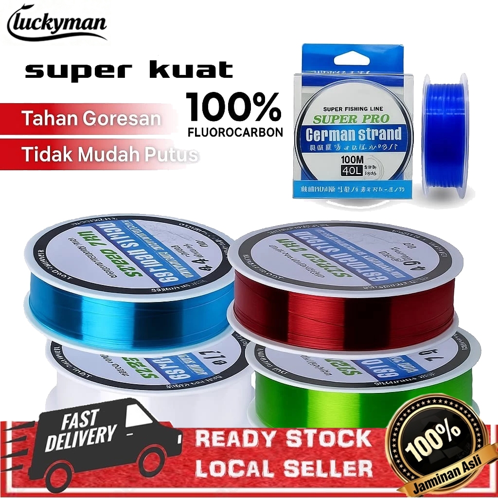 LUCKYMAN Germany Fishing Line 100m Super Kuat Tahan Lama