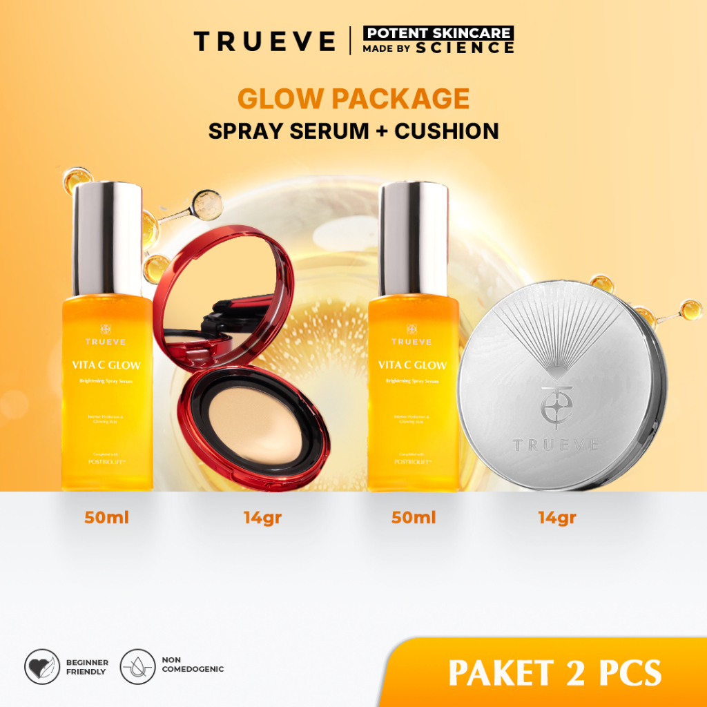 Trueve Vita C Glow Brightening Spray Serum 50ml – Serum Spray Dual Layer Vitamin C, Instant Healthy 