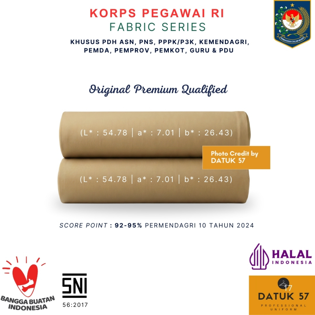 [KAIN] Original Premium by Datuk57 : Seragam PDH Khaki Pemda PPPK PNS ASN Guru Pegawai Negeri Sipil 