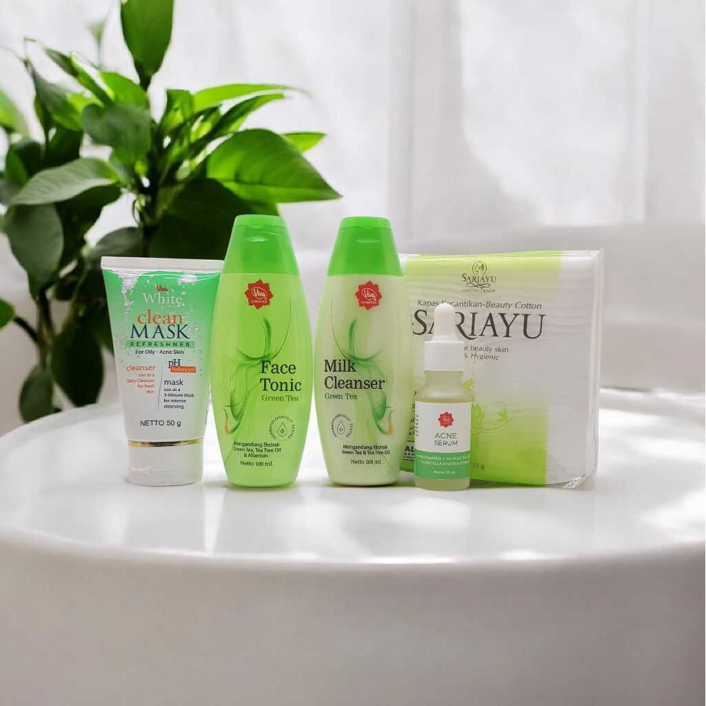 Paket Skincare 5in1 Viva Green Tea & Sariayu: Solusi Lengkap Kulit Berjerawat dan Berminyak (paket g