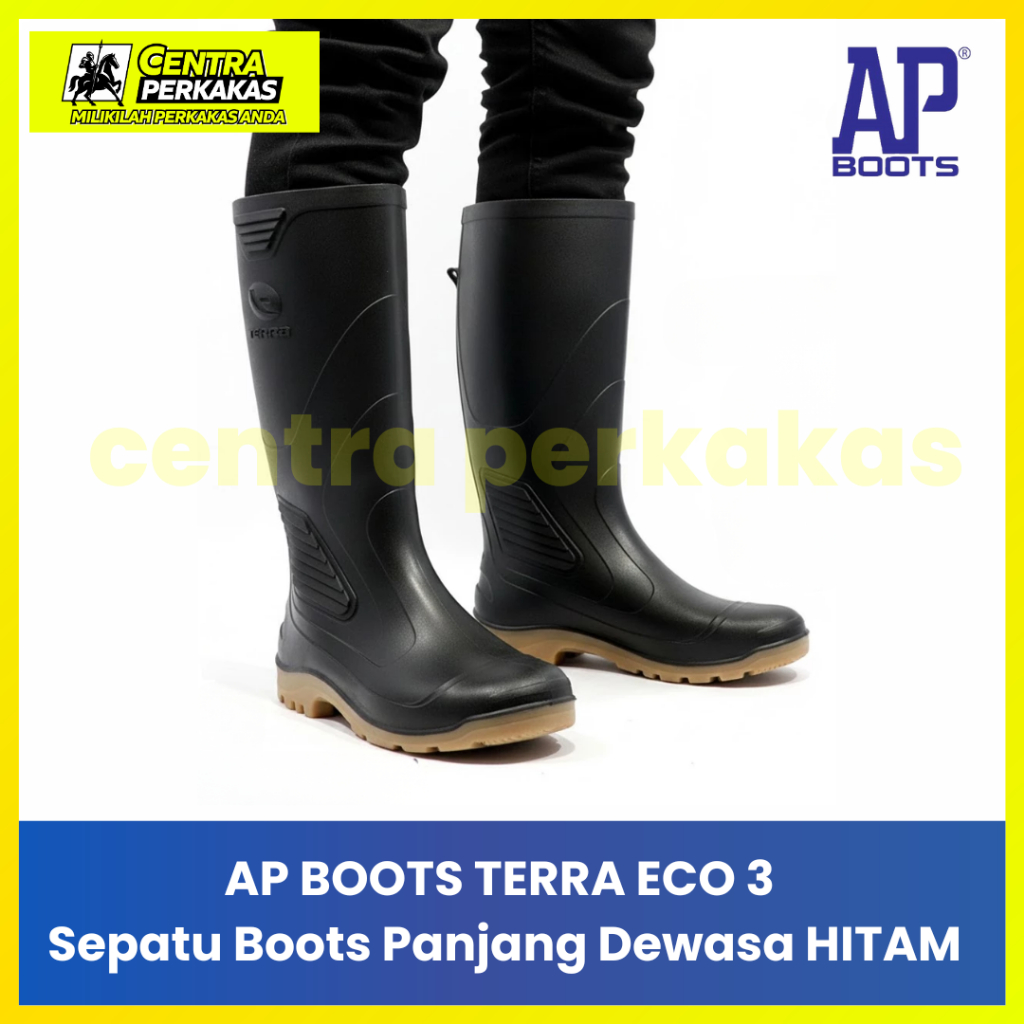 AP Boots Original AP Terra Eco 3 Hijau Botol /Hitam Sepatu Boot Safety PVC Pria / Wanita Dewasa