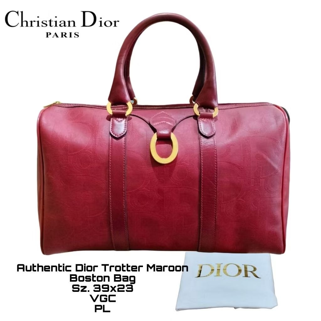 Preloved_Authentic Dior Trotter Maroon Boston Bag/Travel Bag